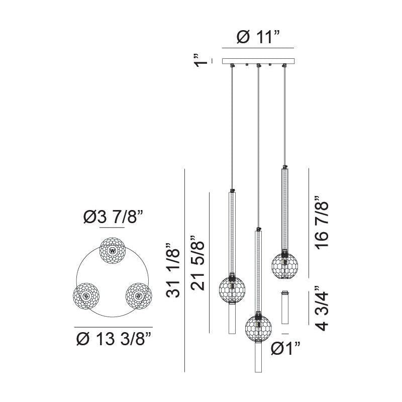 Windchimer 3-Light 11" Chandelier