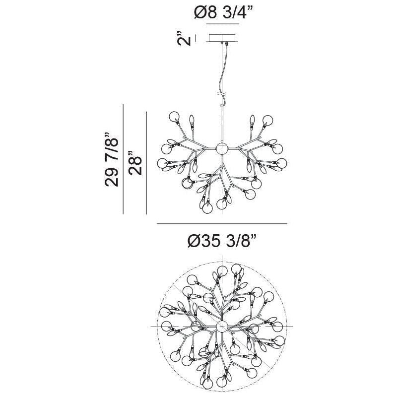 Hydragea Bloom 36-Light 36" Chandelier