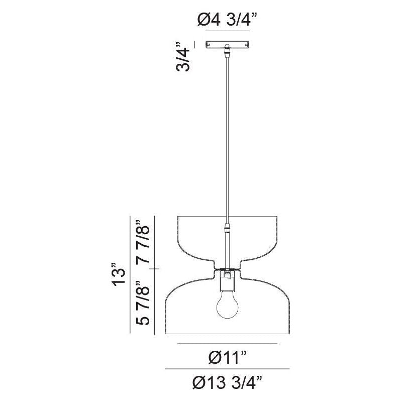 Pedestal 1-Light 13.78" Bottom & 11.02" Top Pendant