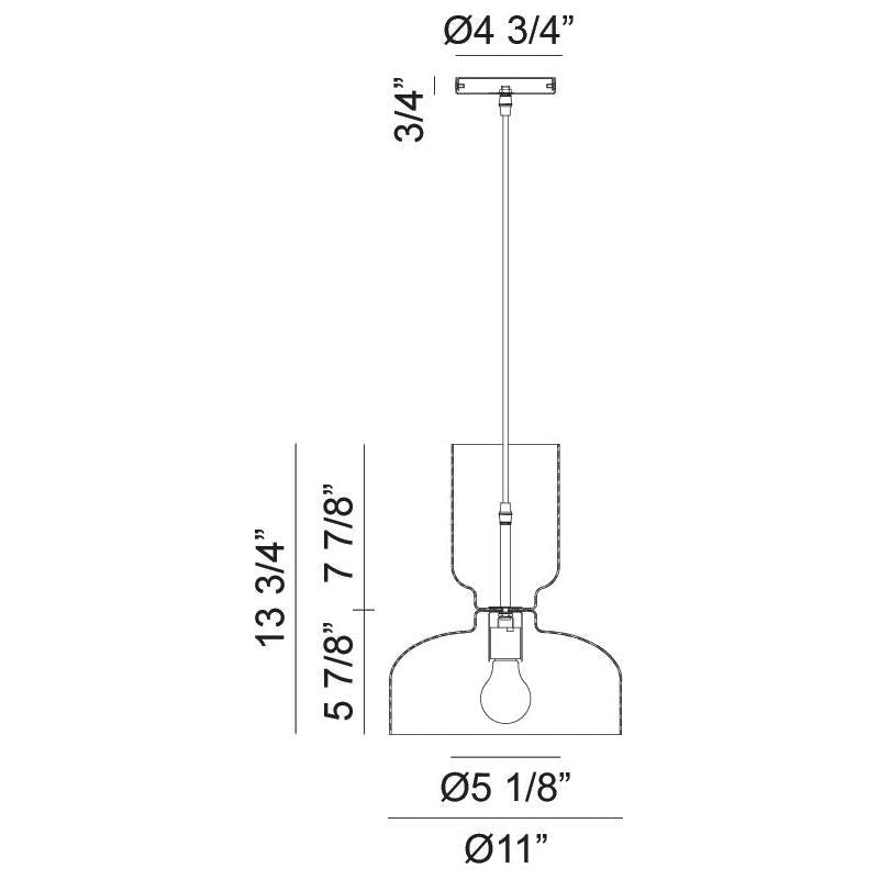 Pedestal 1-Light 11.02" Bottom & 5.1" Top Pendant