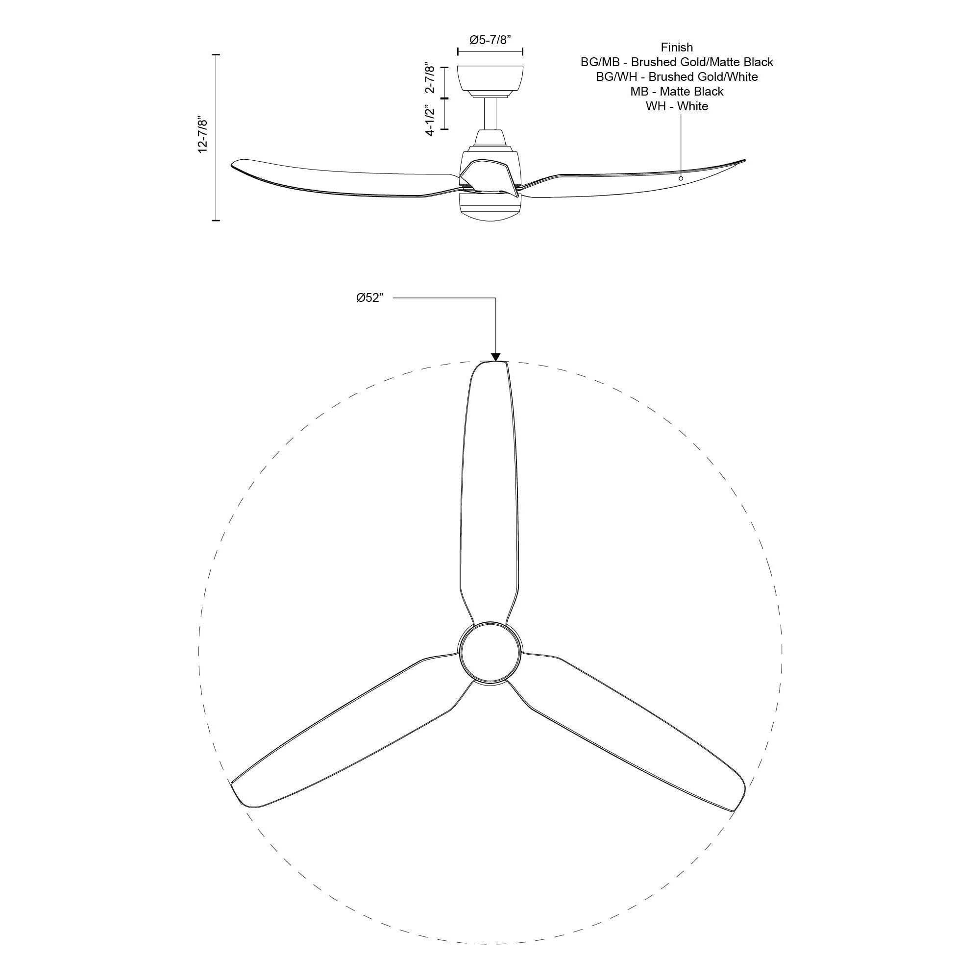 Hugo 52" LED Exterior Ceiling Fan