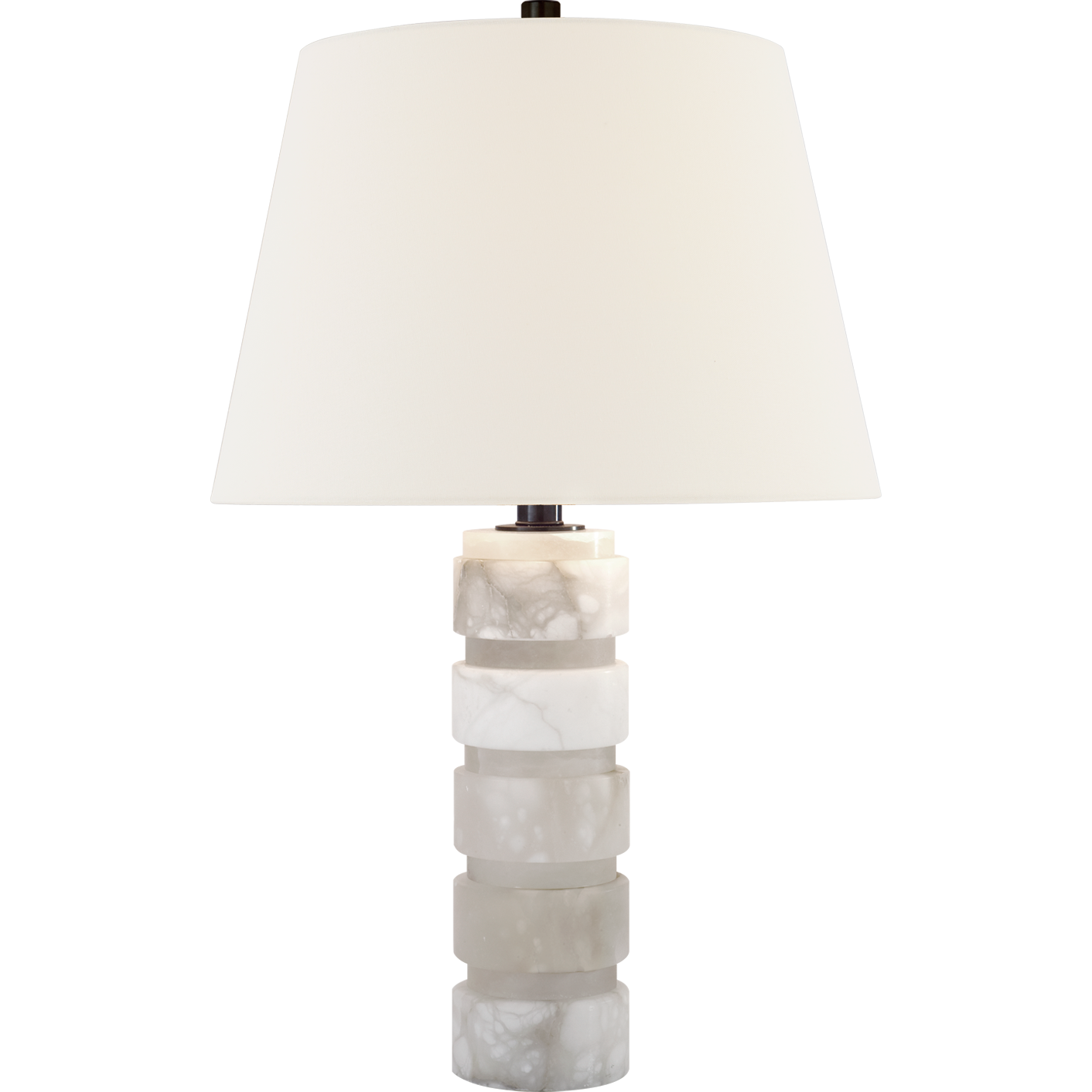 Round Chunky Stacked Table Lamp with Linen Shade