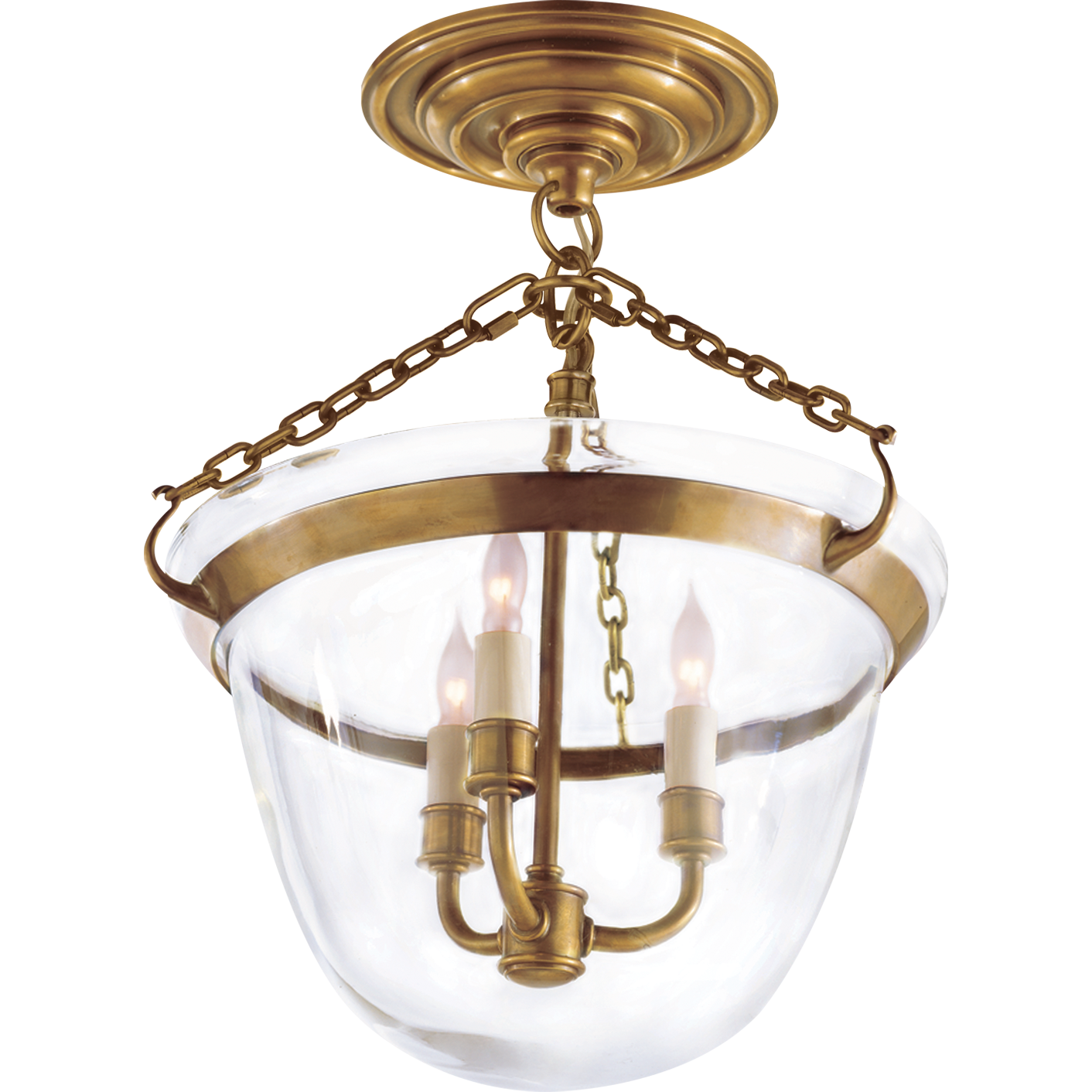 Country Semi Flush Mount Bell Jar Lantern