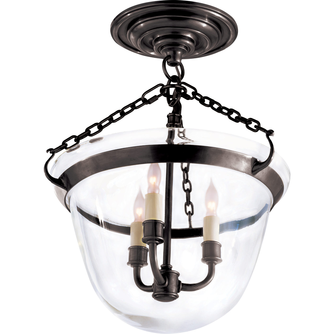 Country Semi Flush Mount Bell Jar Lantern