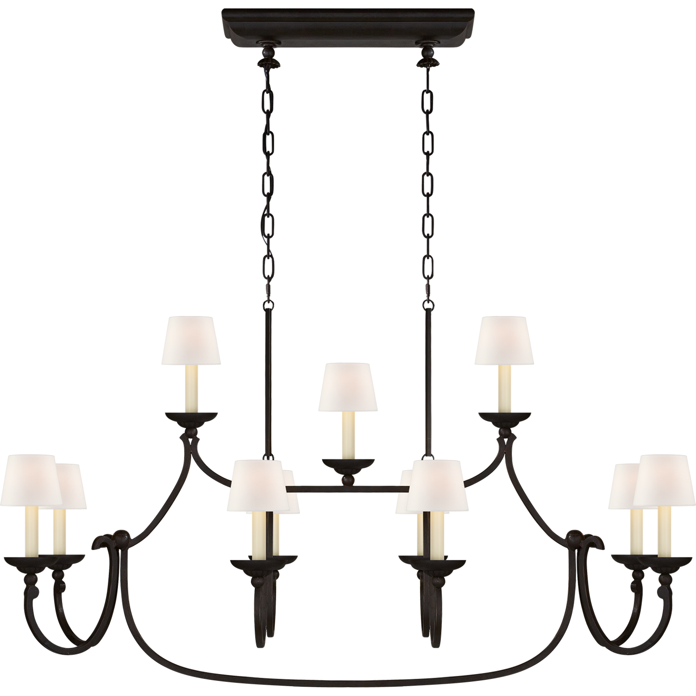 Flemish Large Linear Pendant with Linen Shades