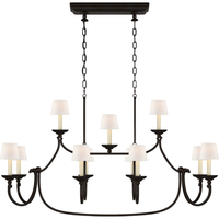 Flemish Large Linear Pendant with Linen Shades