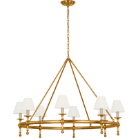 Classic 42" Ring Chandelier with Linen Shades