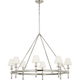 Classic 42" Ring Chandelier with Linen Shades