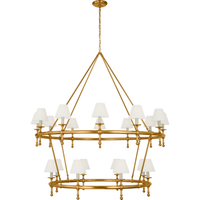 Classic 54" Two-Tier Ring Chandelier with Linen Shades