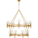 Classic 54" Two-Tier Ring Chandelier with Linen Shades