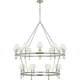 Classic 54" Two-Tier Ring Chandelier with Linen Shades