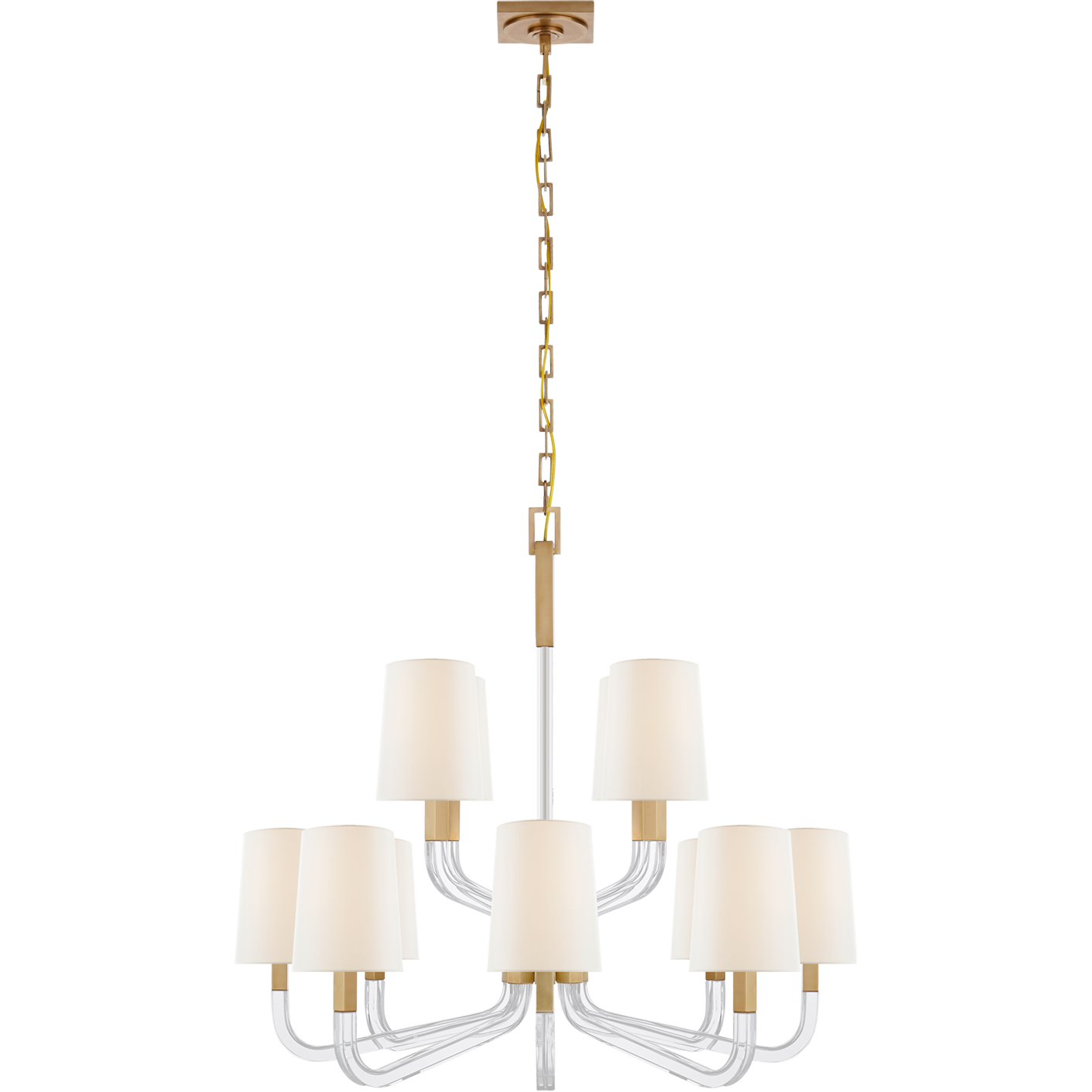 Reagan Medium Two Tier Chandelier with Linen Shades