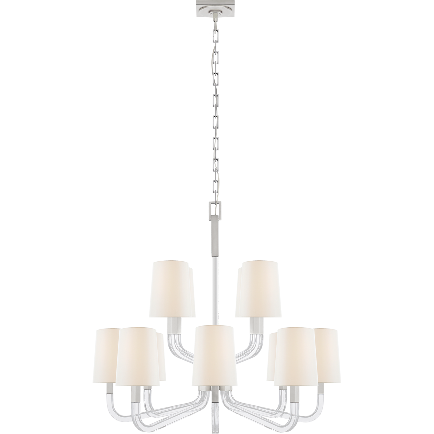 Reagan Medium Two Tier Chandelier with Linen Shades