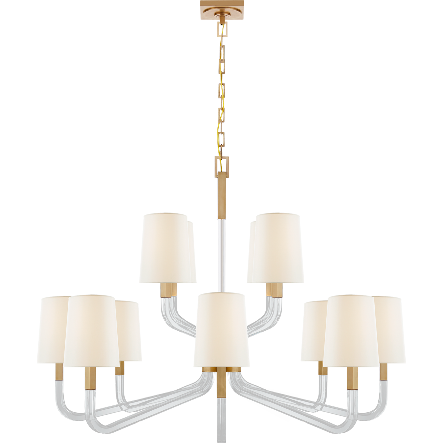 Reagan Grande Two Tier Chandelier with Linen Shades