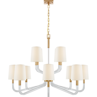 Reagan Grande Two Tier Chandelier with Linen Shades