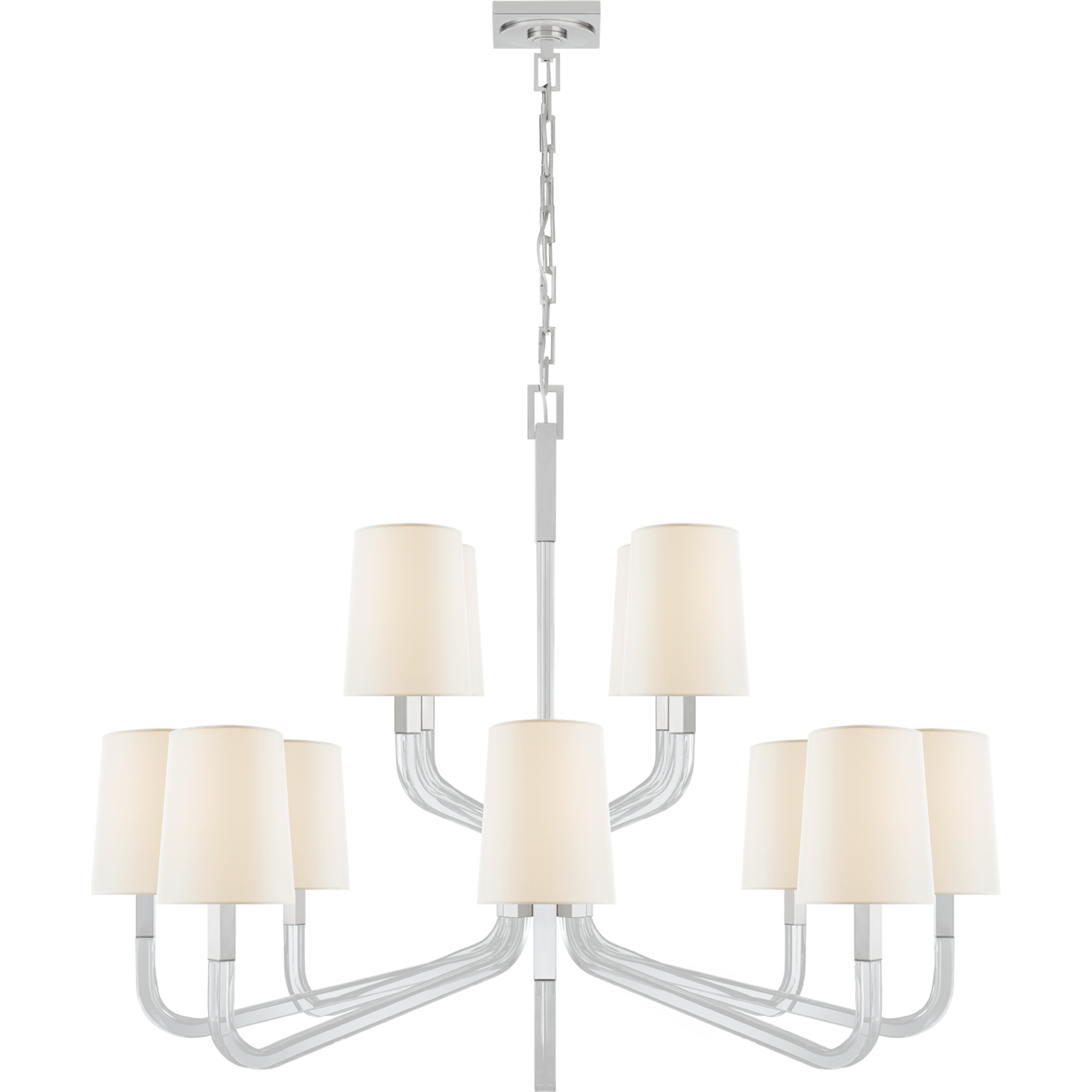 Reagan Grande Two Tier Chandelier with Linen Shades