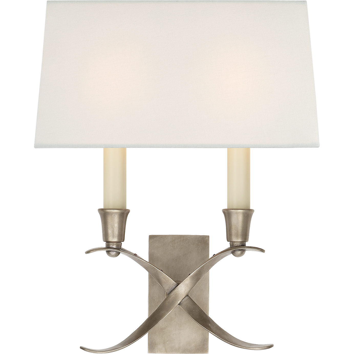 Cross Bouillotte Small Sconce with Linen Shade