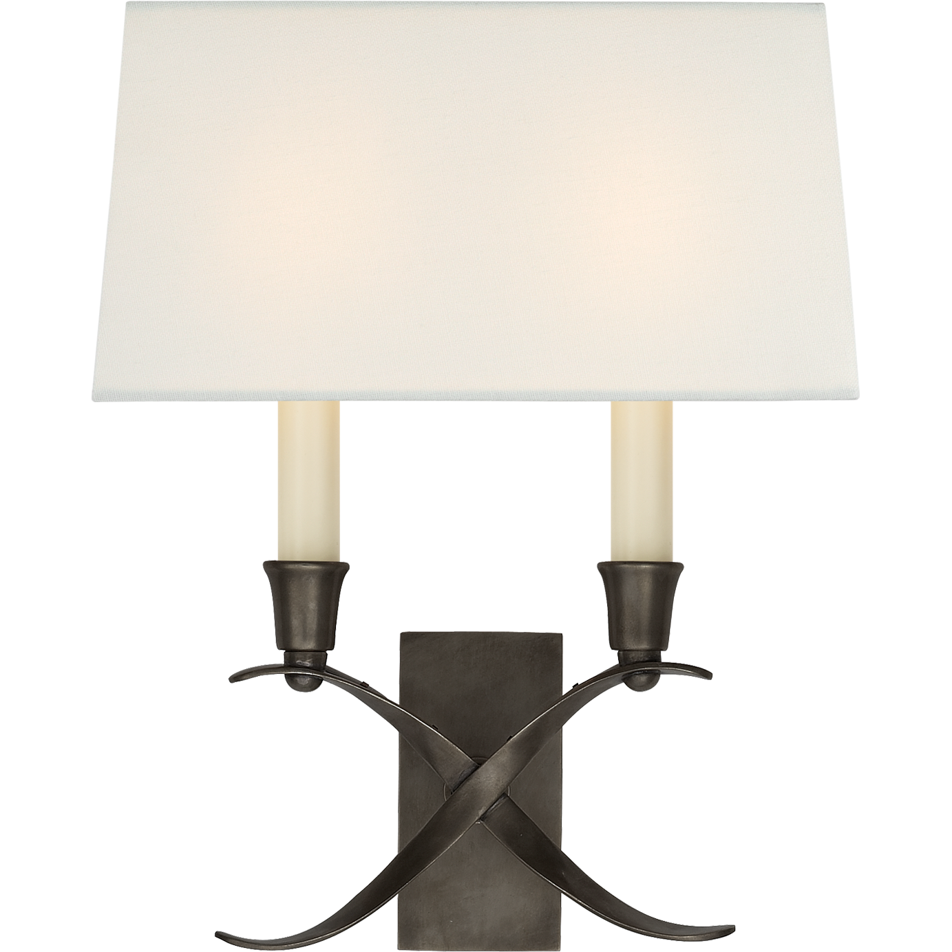 Cross Bouillotte Small Sconce with Linen Shade