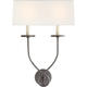 Symmetric Twist Double Sconce with Linen Shade