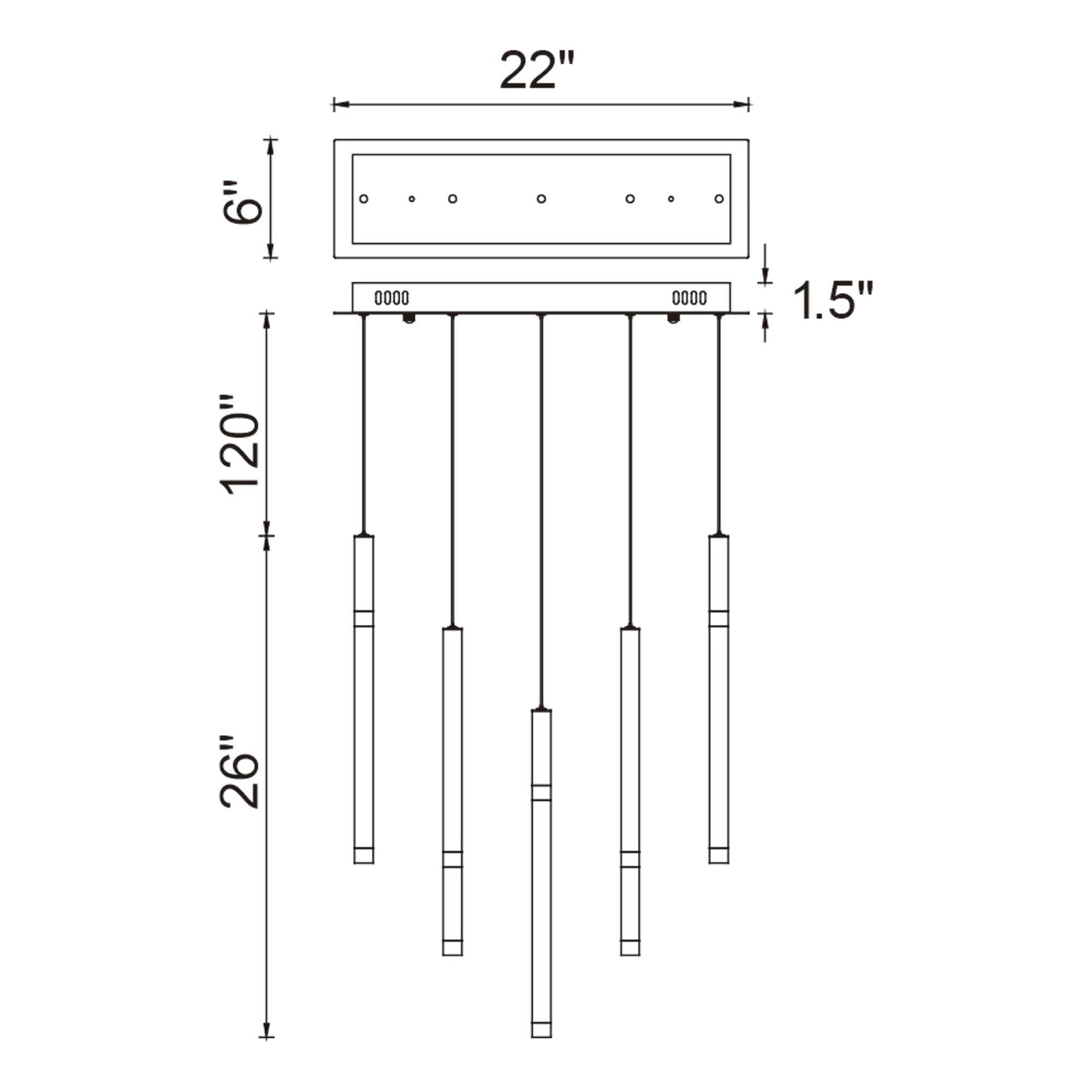 CWI - Flute 5-Light LED Chandelier - Lights Canada