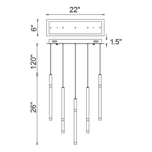 CWI - Flute 5-Light LED Chandelier - Lights Canada