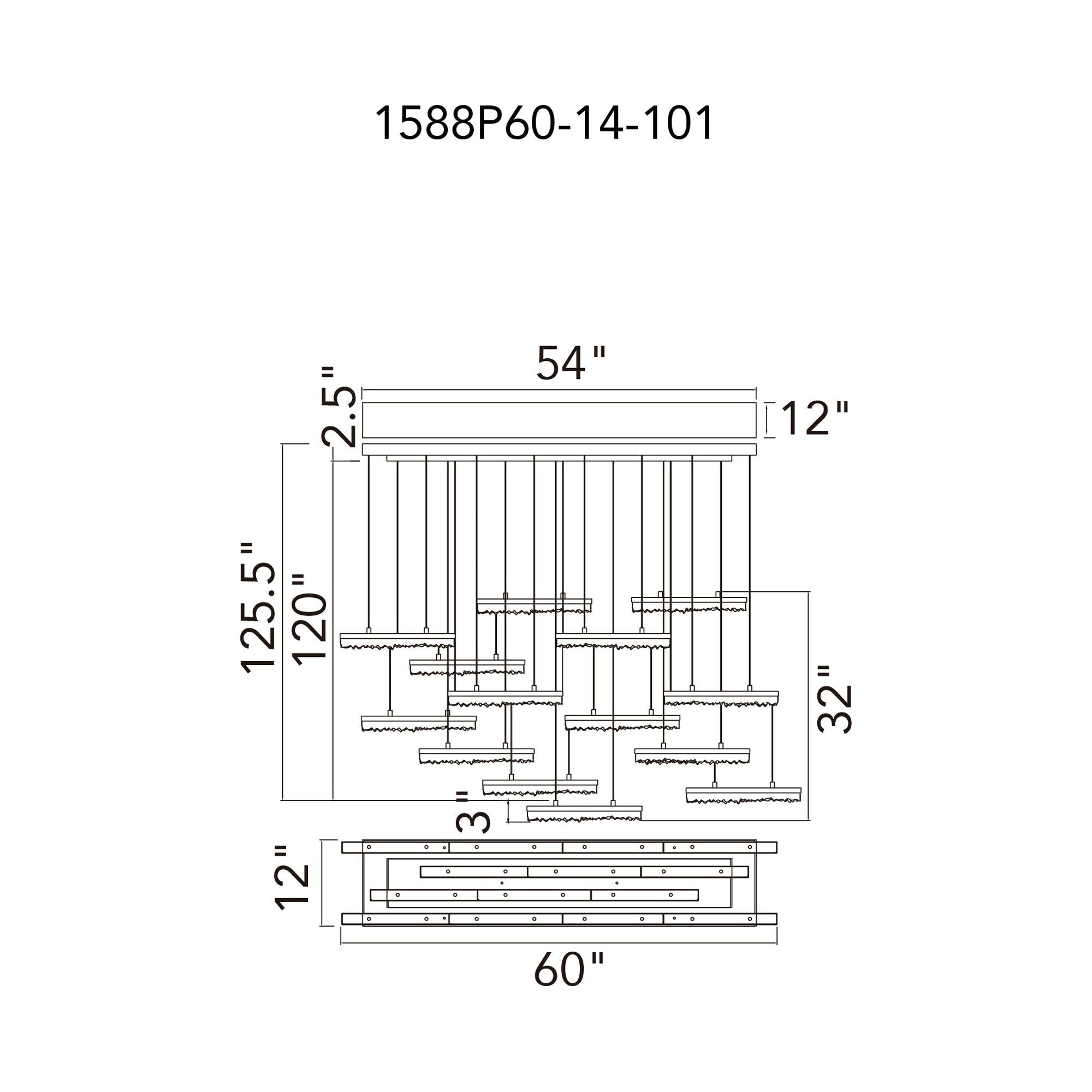 Stagger LED Linear Chandelier