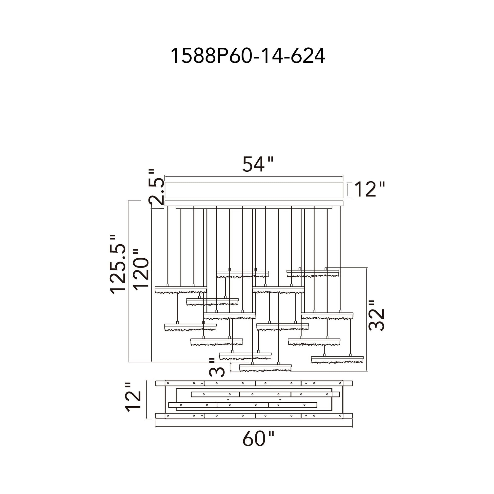 Stagger LED Linear Chandelier