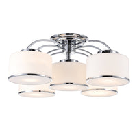 Frosted 5-Light 30" Drum Shade Flush Mount