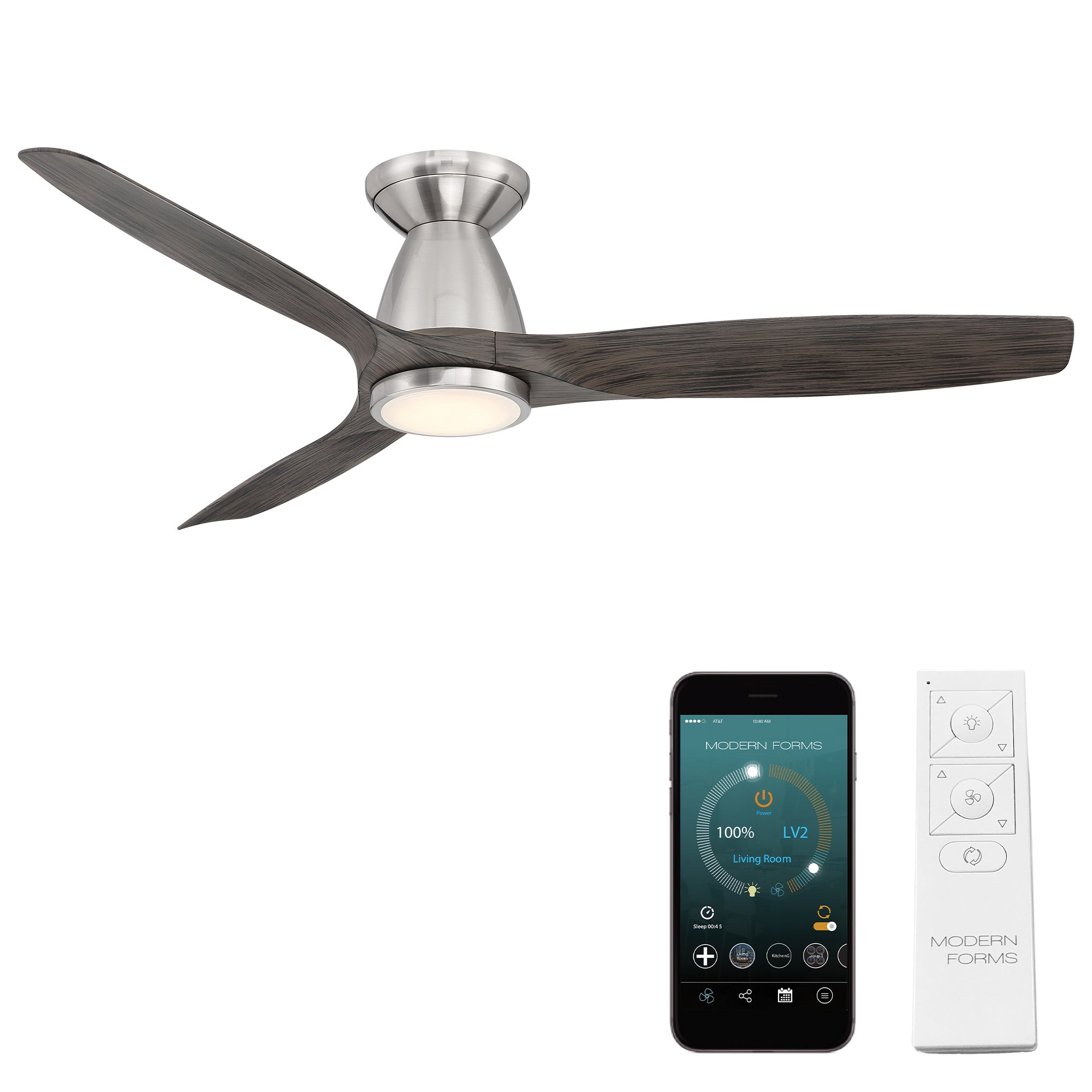Skylark Indoor/Outdoor 3-Blade 54" LED Smart Flush Mount Ceiling Fan
