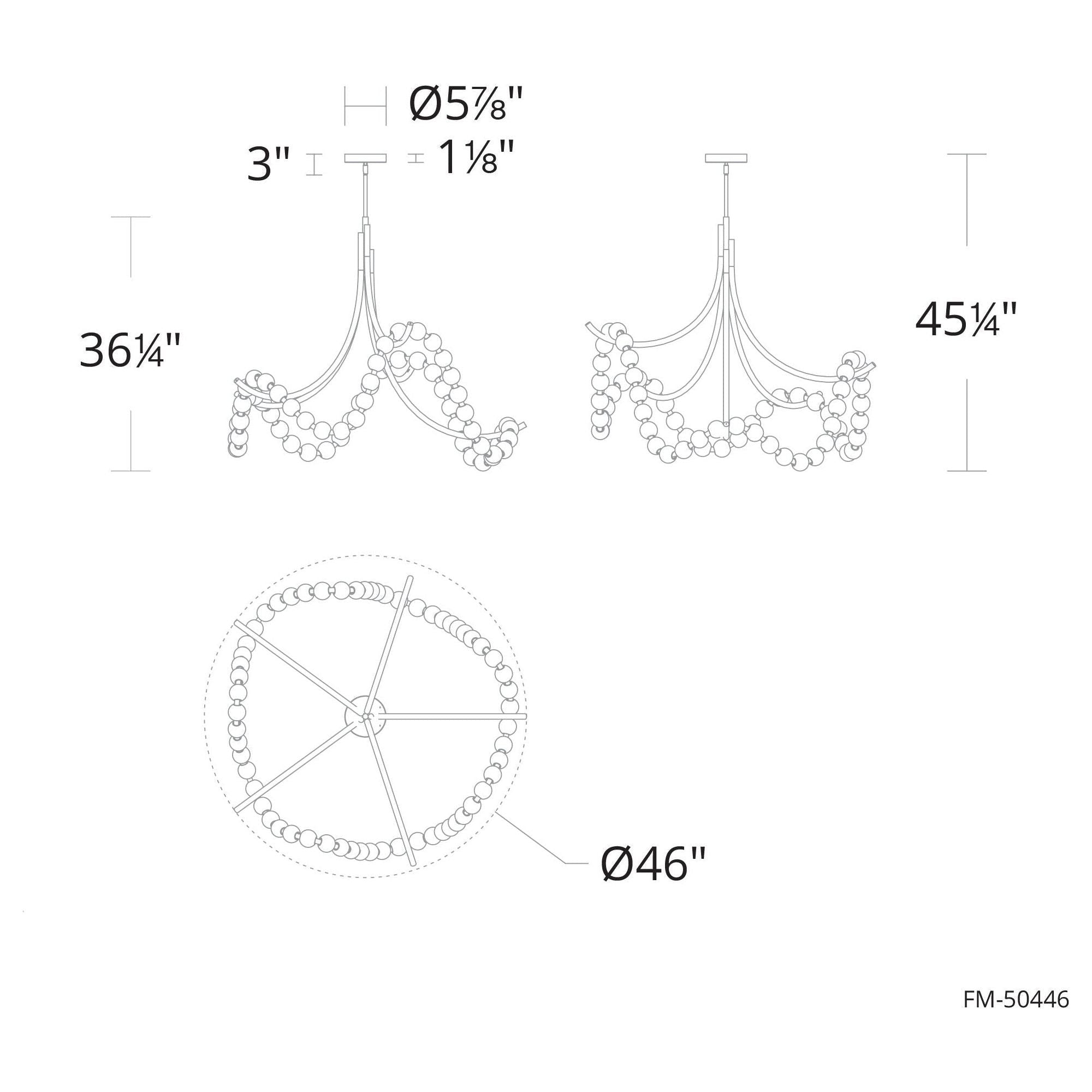 Parel 46" LED Semi Flush Mount