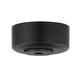 Matte black ceiling fan canopy and mounting bracket on a white background