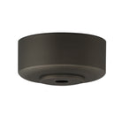Charcoal ceiling fan canopy and mounting bracket on a white background