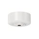 Matte white ceiling fan canopy and mounting bracket on a white background