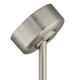 Close-up of satin nickel ceiling fan motor and canopy detail