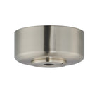 Satin nickel ceiling fan canopy and mounting bracket on a white background
