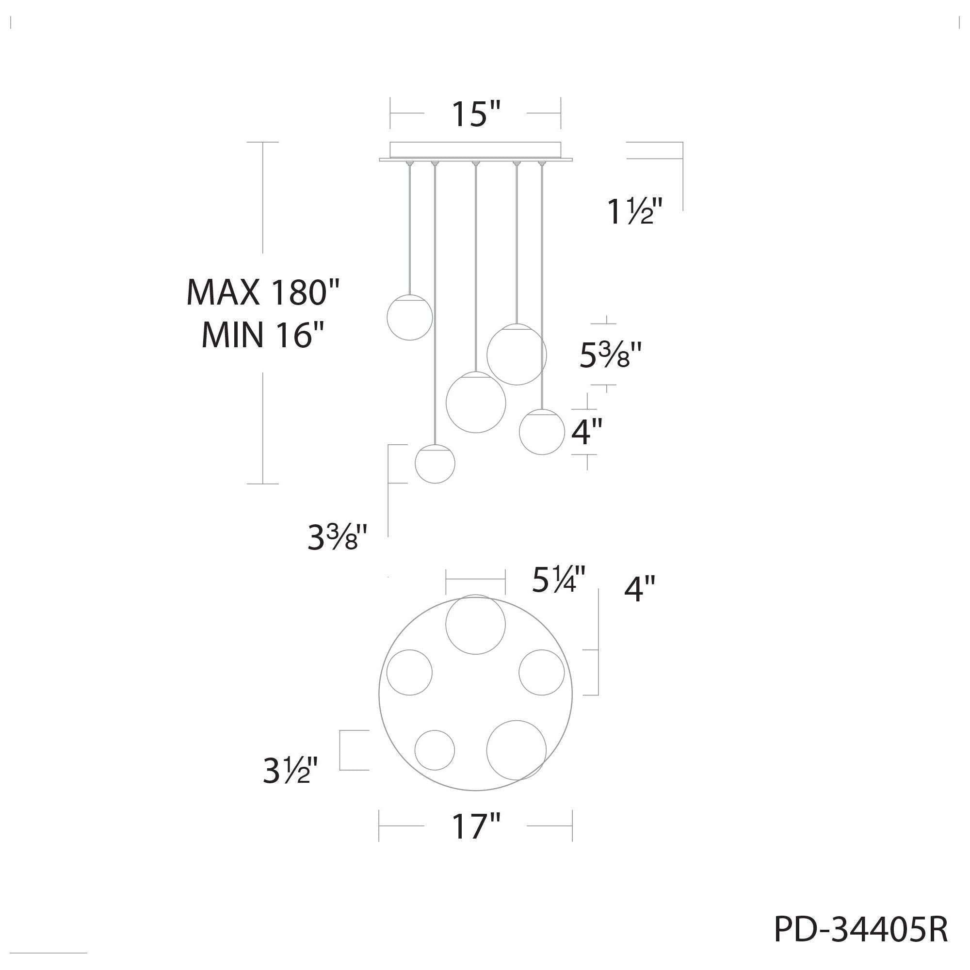 Pisces 5-Light 17" LED Round Multi Pendant