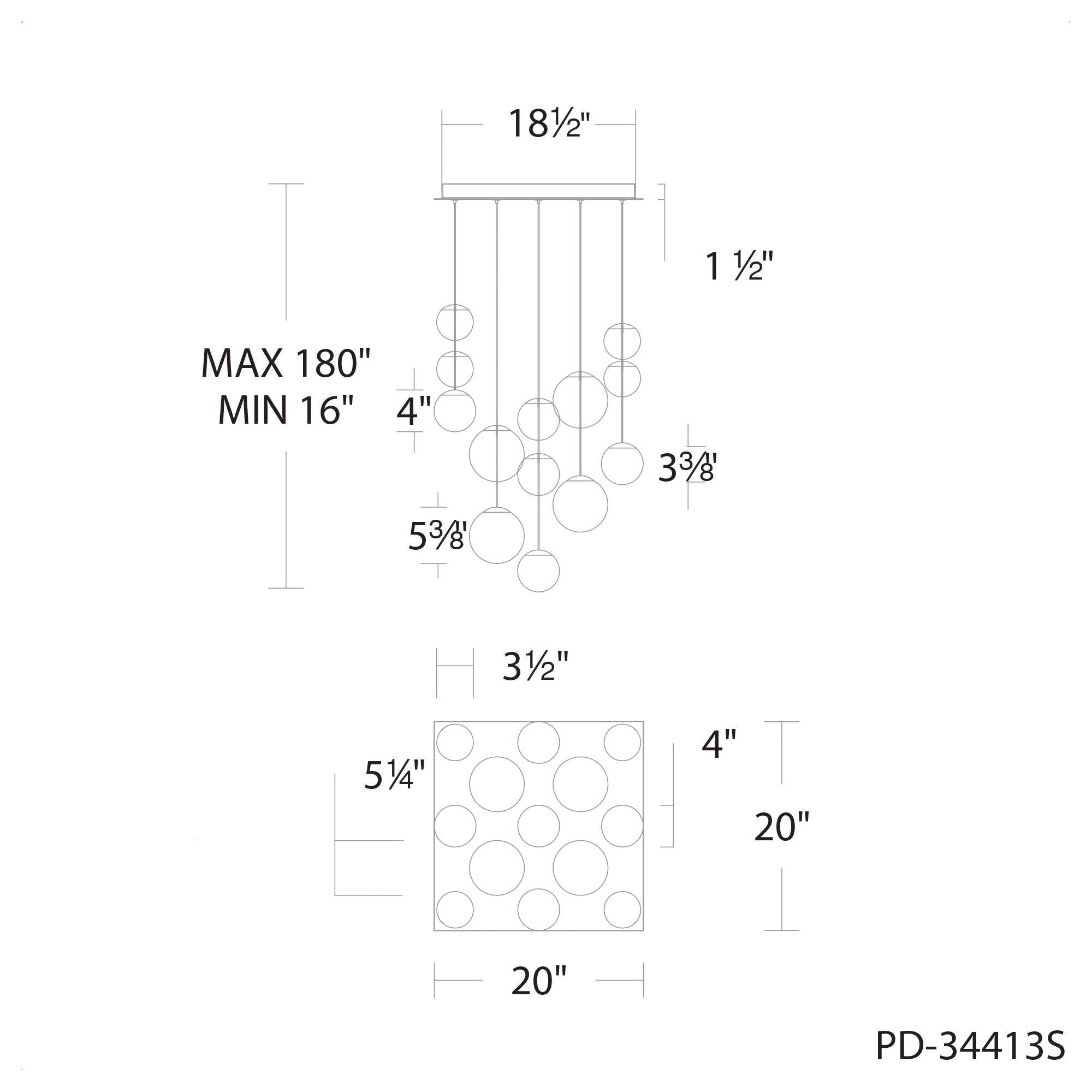 Pisces 13-Light 20" LED Square Multi Pendant