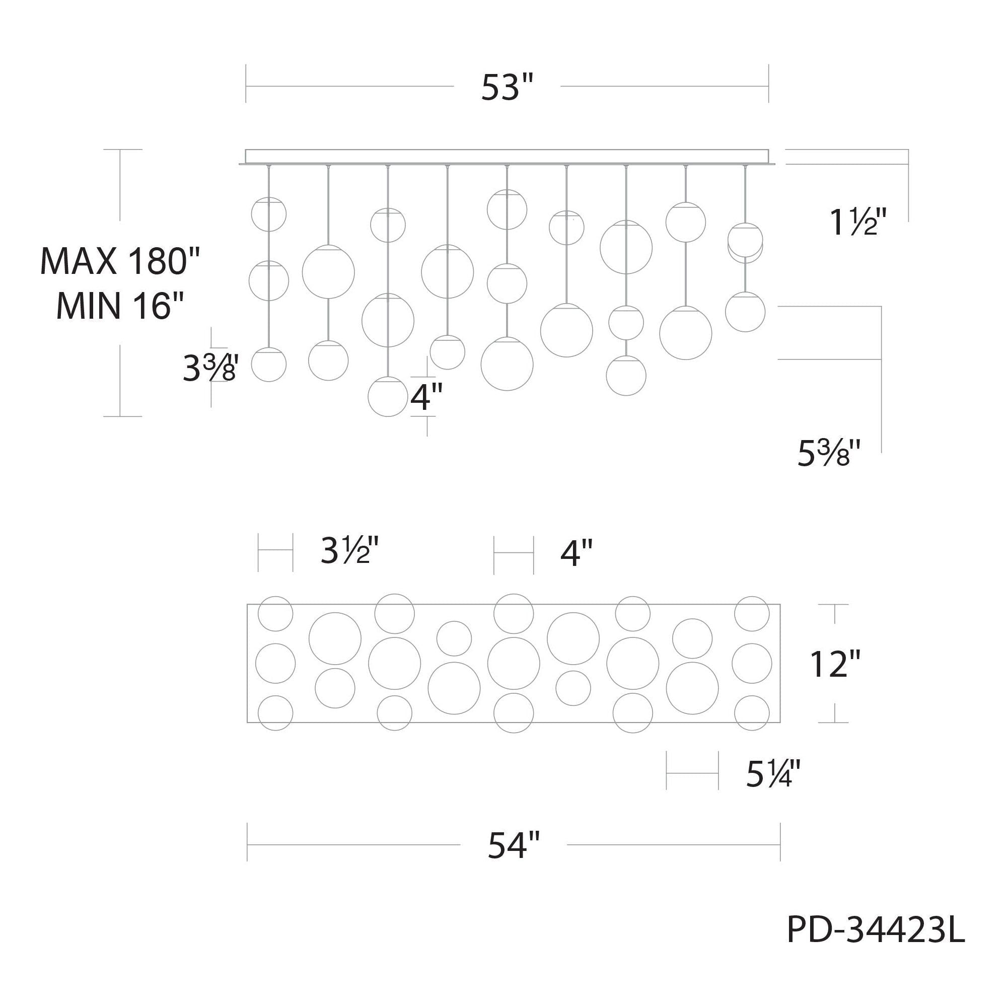 Pisces 23-Light 54" LED Linear Multi Pendant