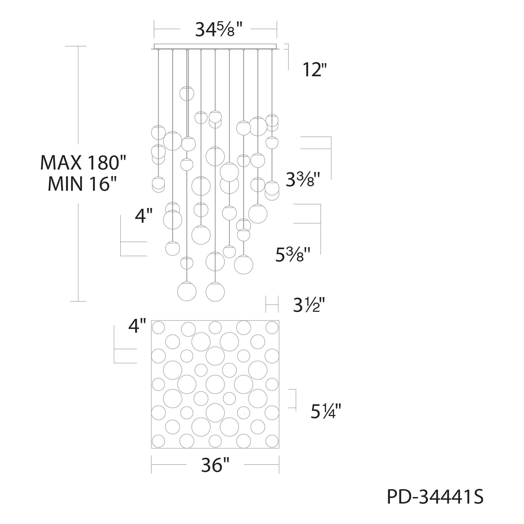 Pisces 41-Light 36" LED Square Multi Pendant