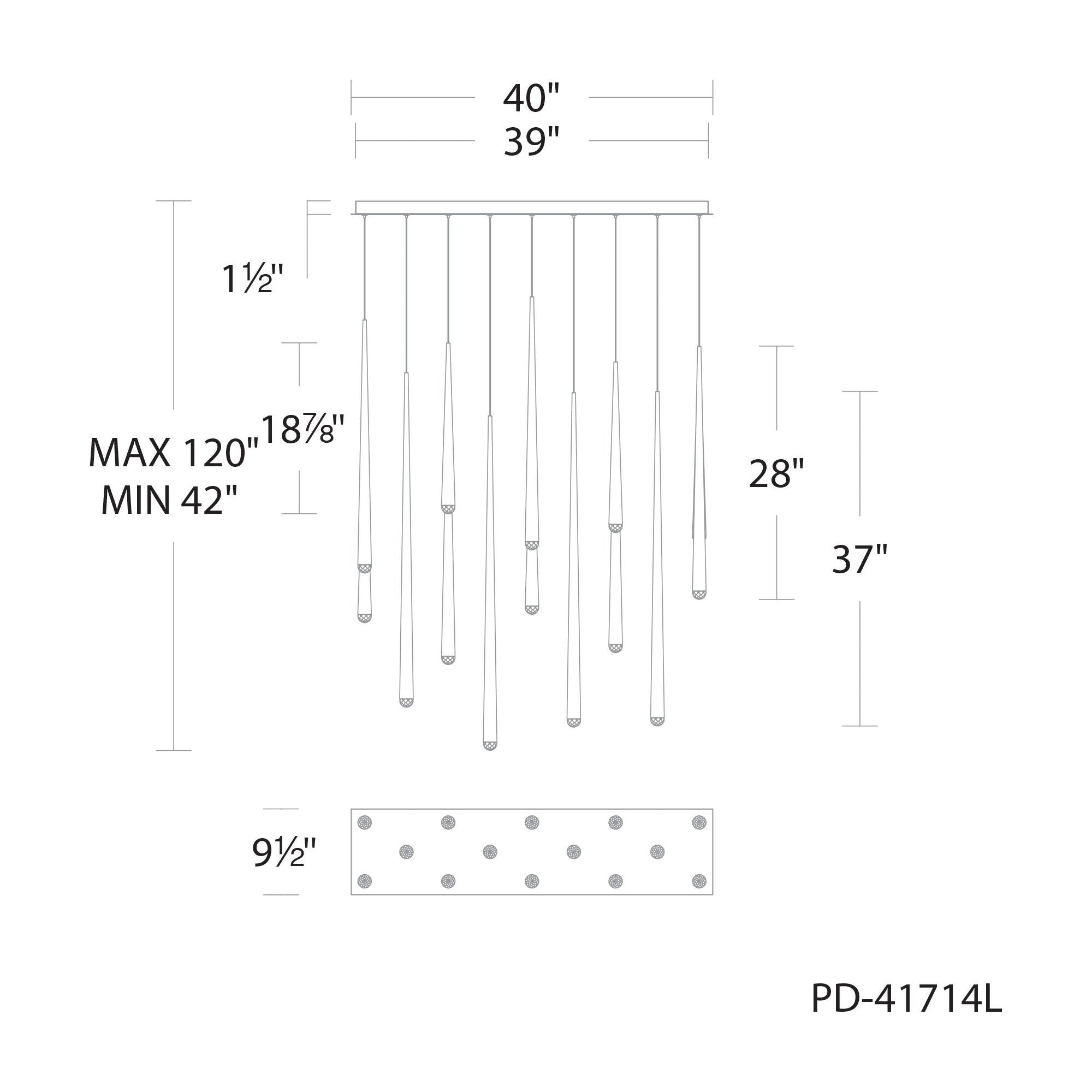 Cascade 14-Light 40" LED Linear Multi Pendant