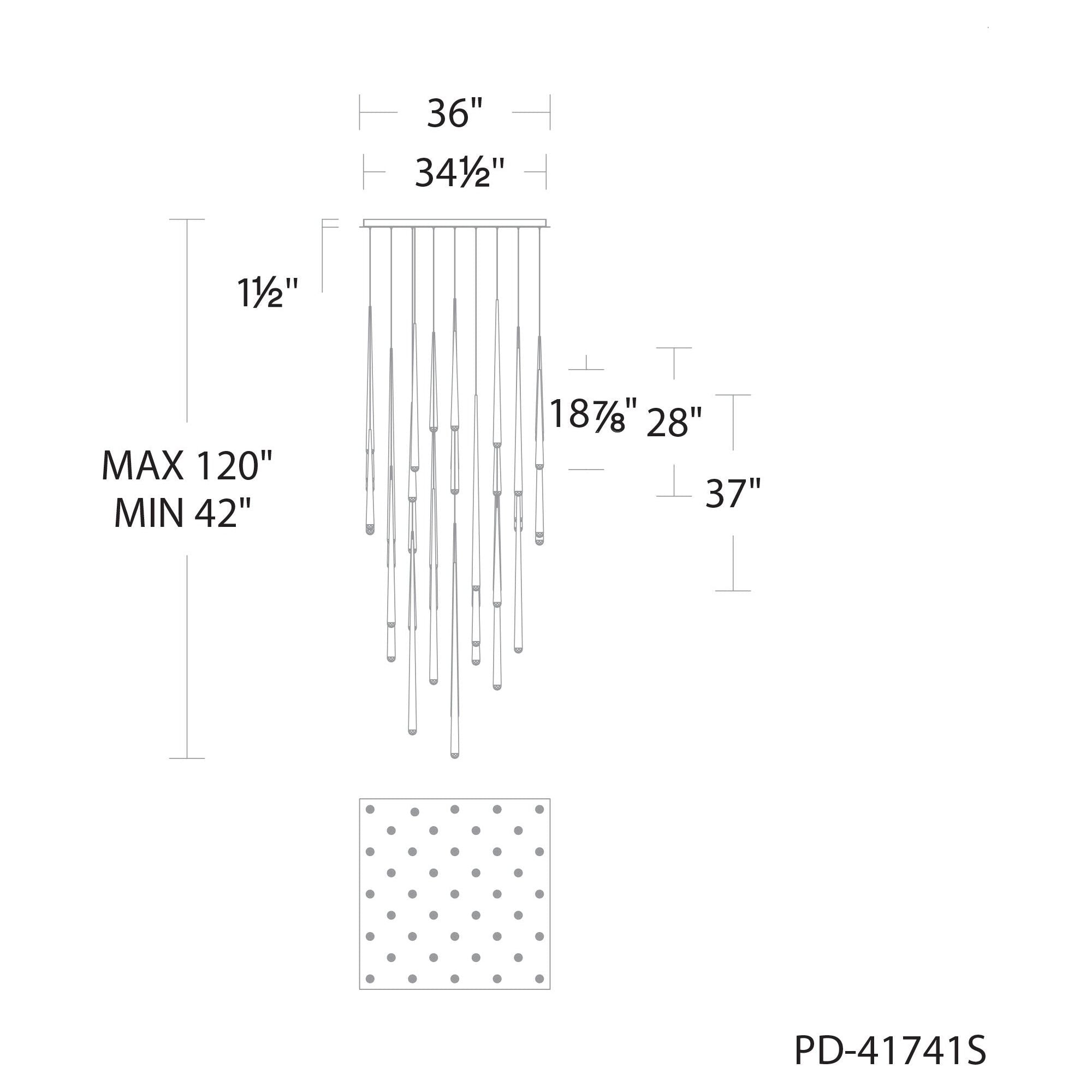 Cascade 41-Light 36" LED Square Multi Pendant