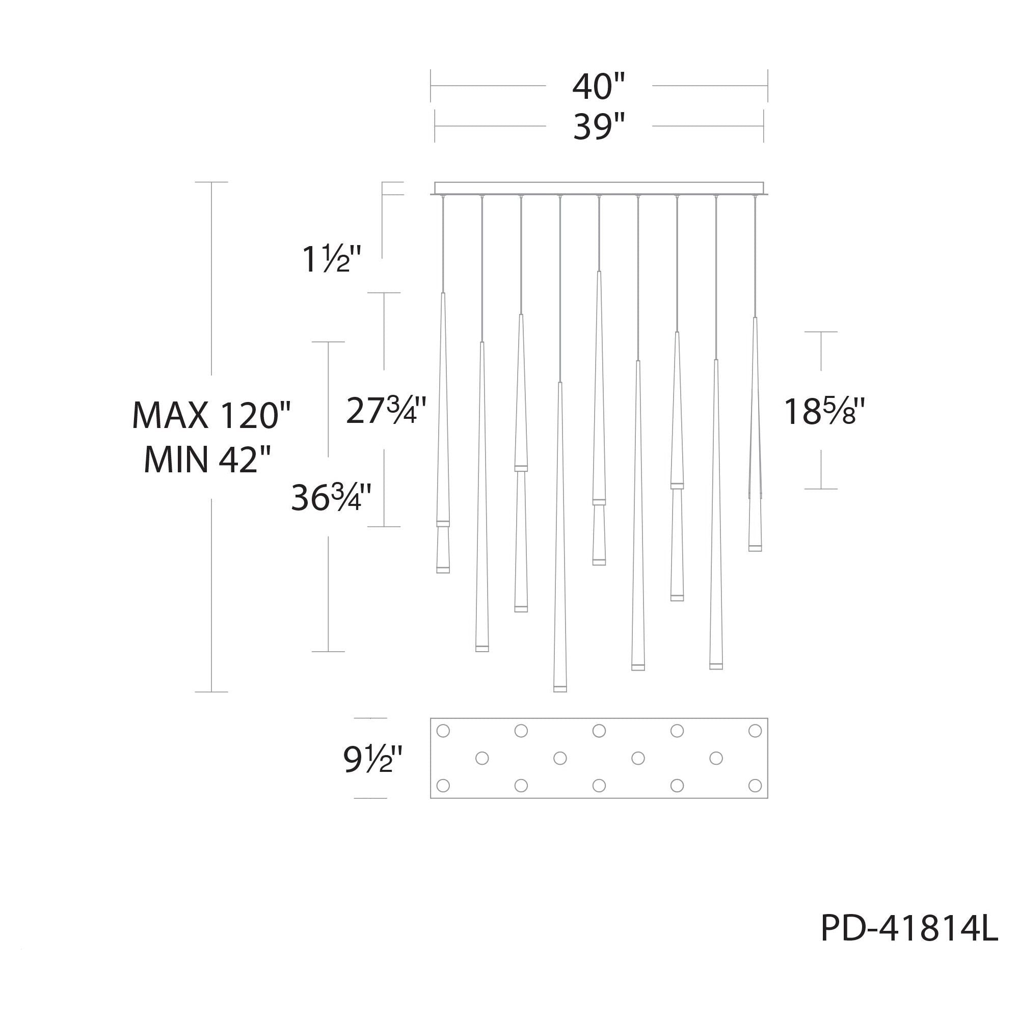 Cascade 14-Light 40" LED Linear Multi Pendant