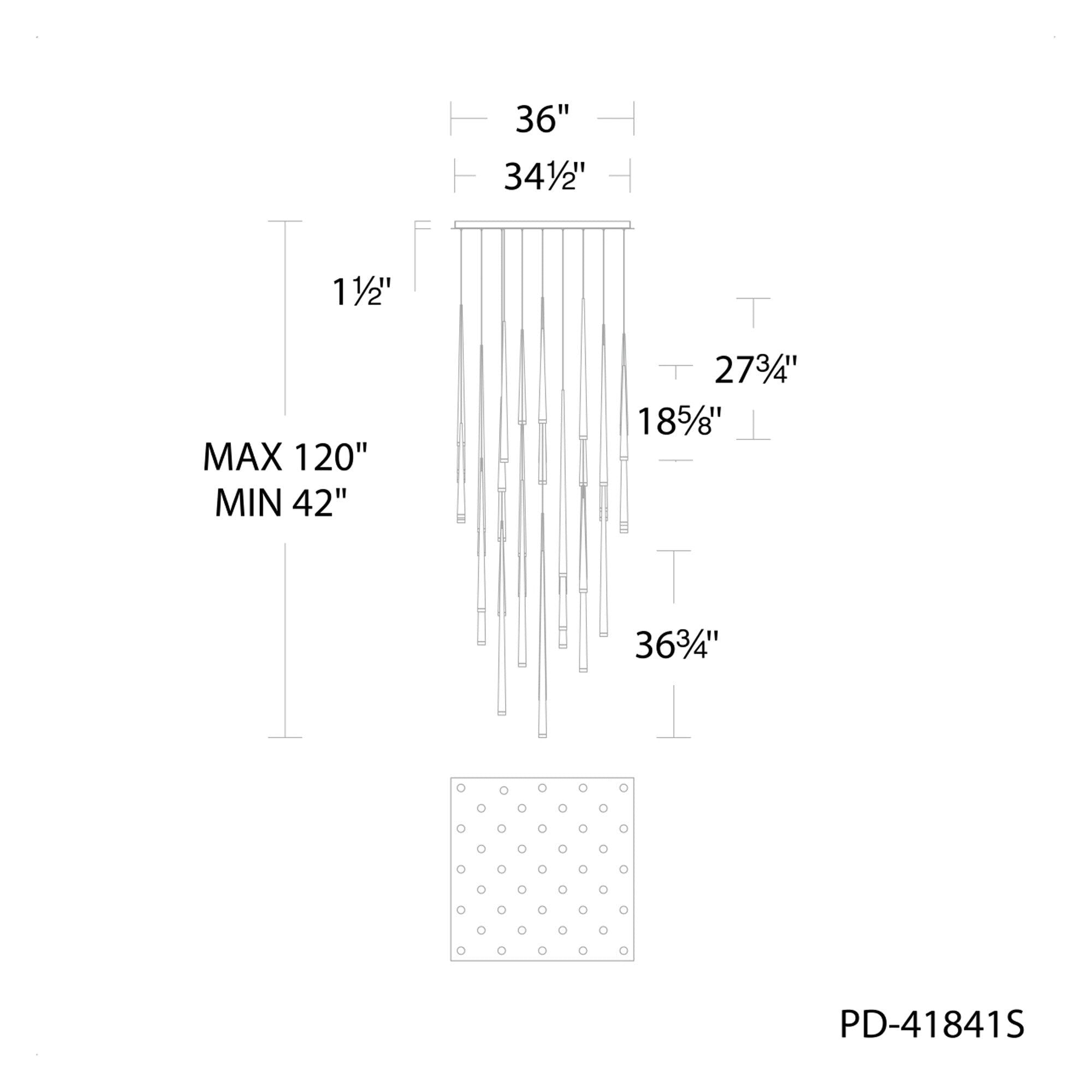 Cascade 41-Light 36" LED Square Multi Pendant