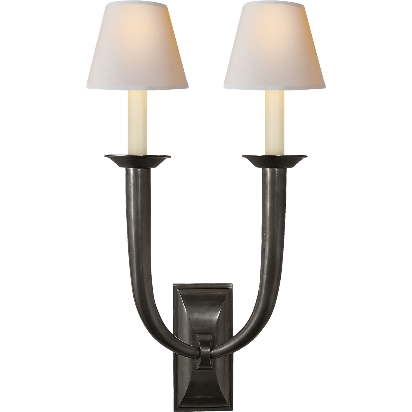 French Deco Horn Double Sconce