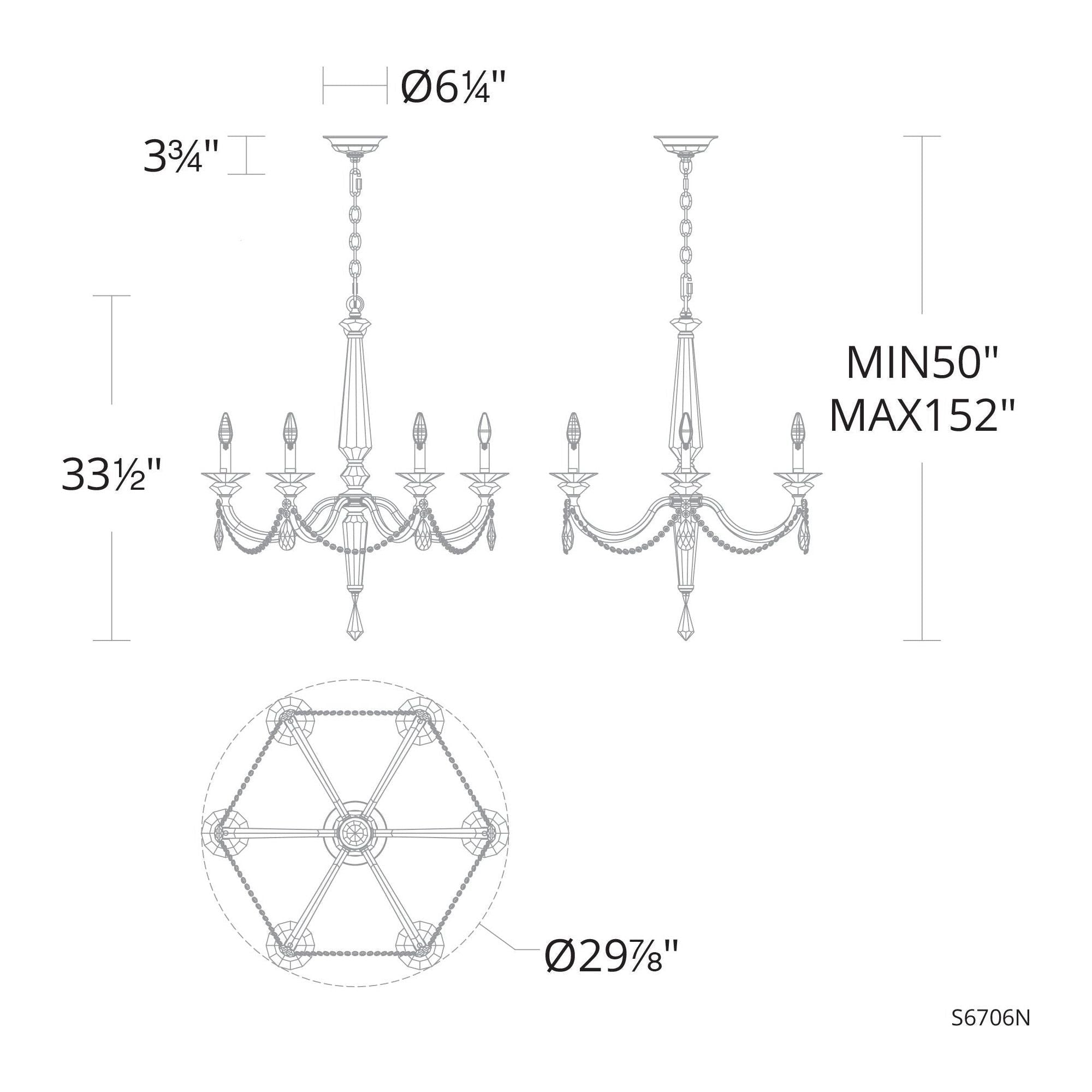 Verona 6-Light 30" x 30" Chandelier