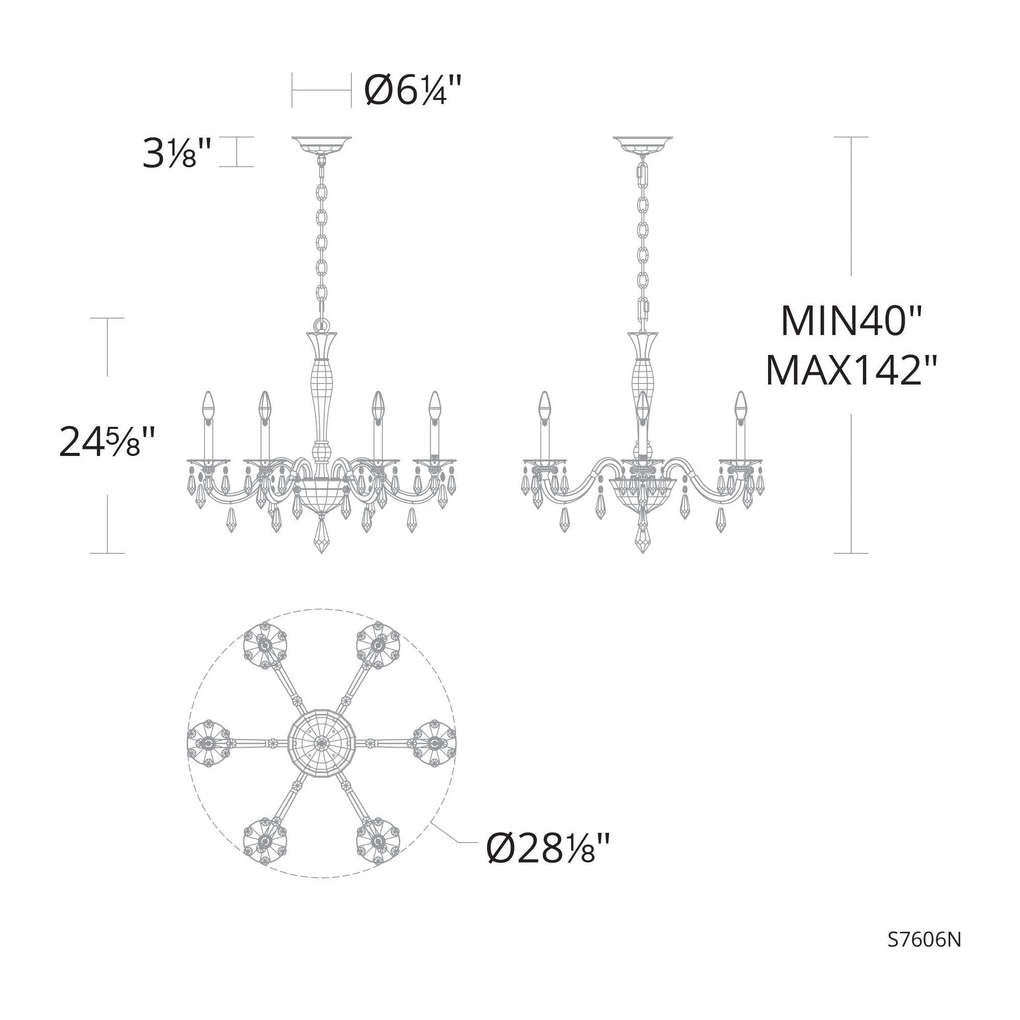 Napoli 6-Light 28" x 28" Chandelier