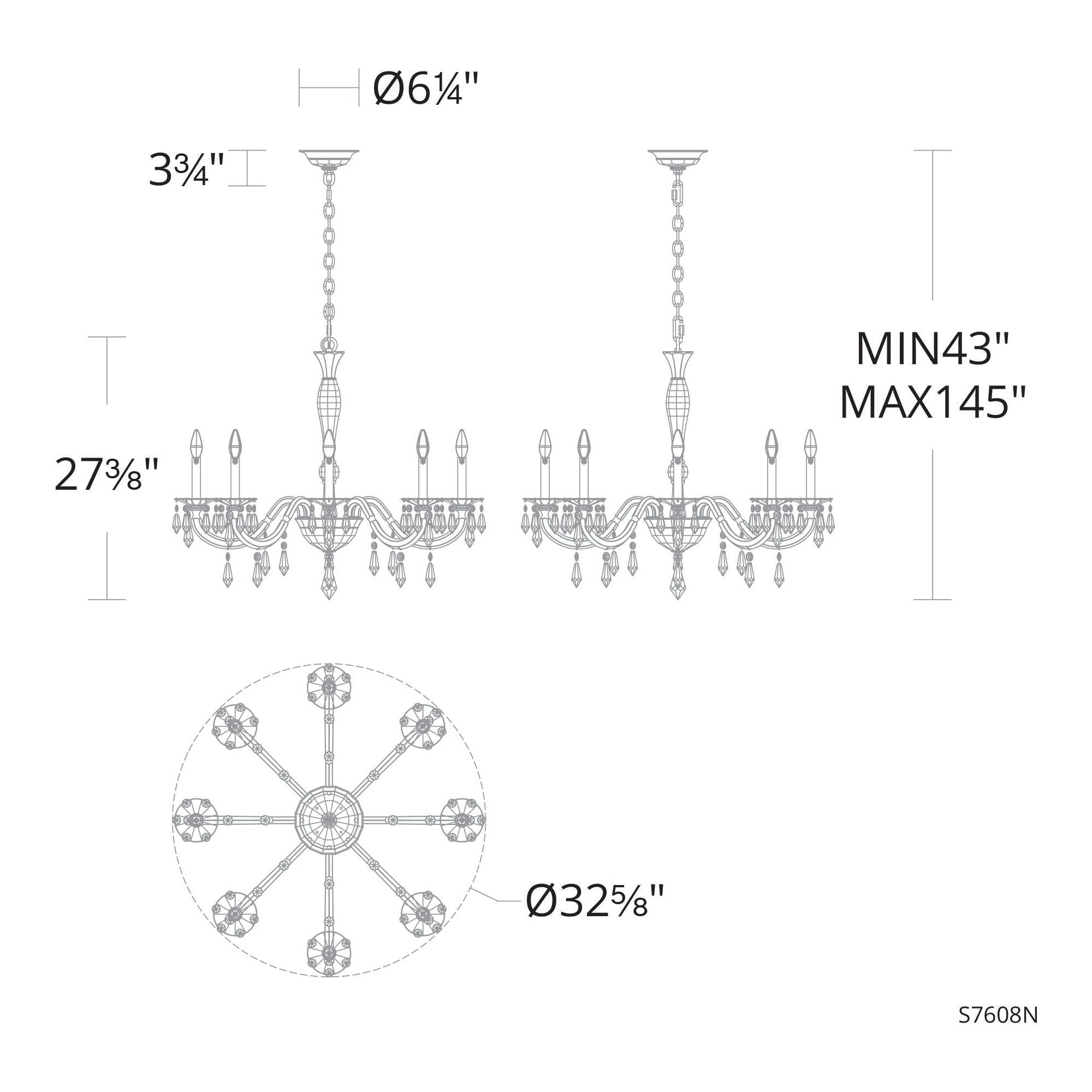 Napoli 8-Light 32.5" x 32.5" Chandelier