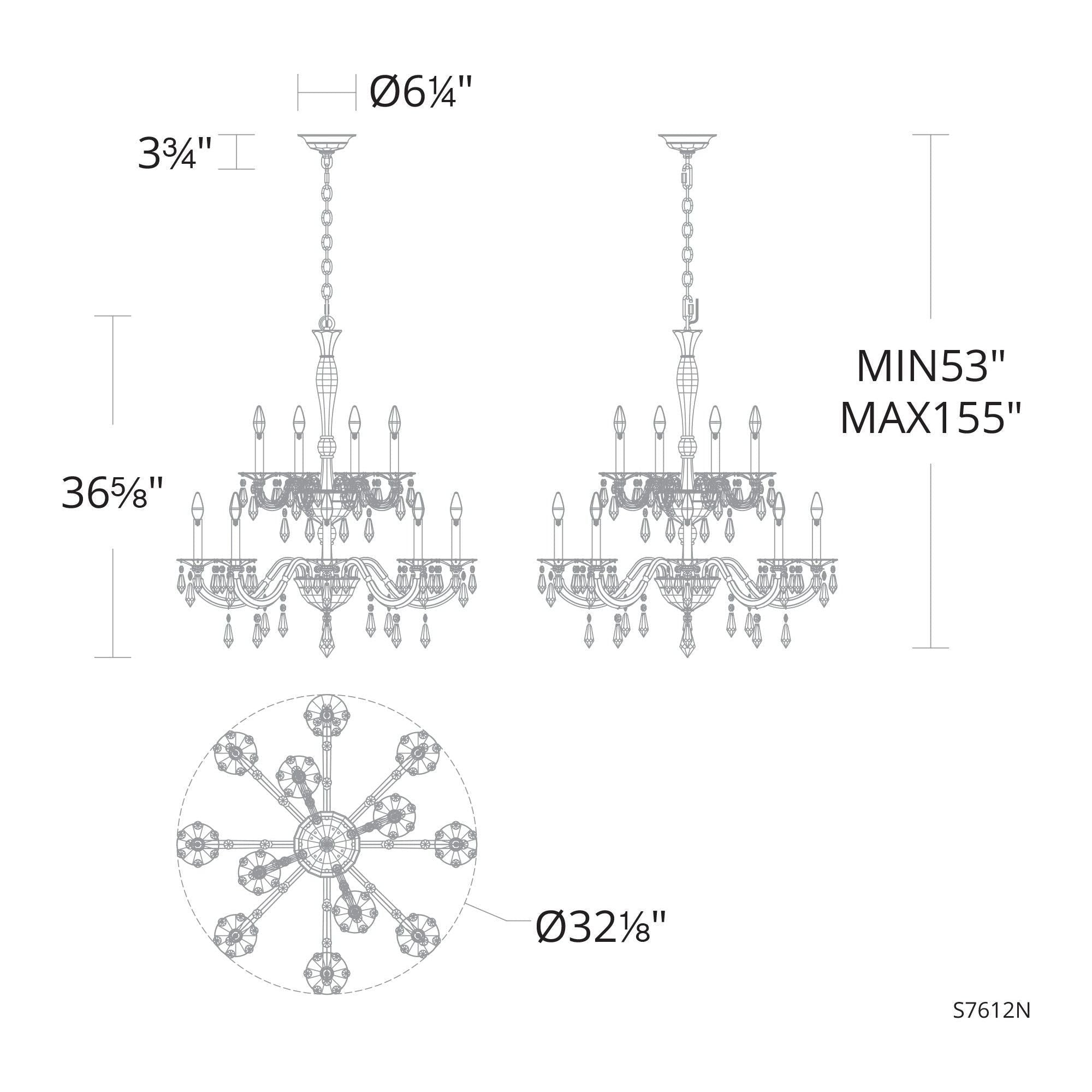 Napoli 12-Light 2-Tier 32" x 32" Chandelier