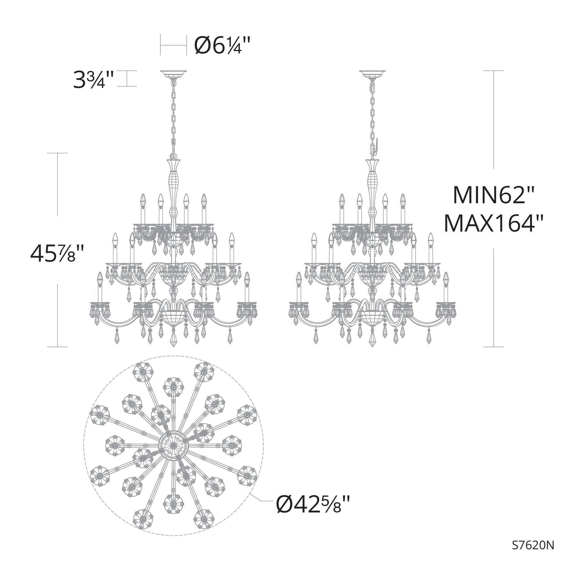 Napoli 20-Light 3-Tier 42.5" x 42.5" Chandelier