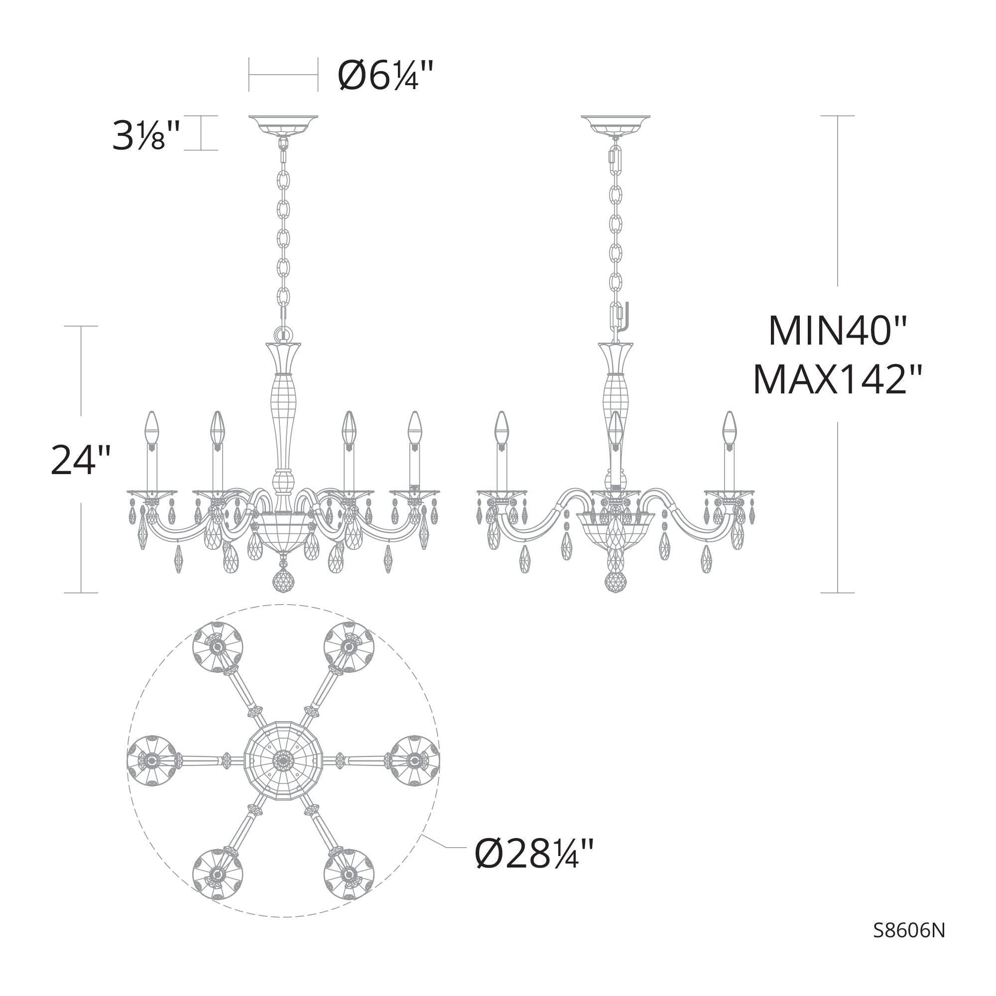 San Marco 6-Light 28" x 28" Chandelier